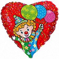 FM с рисунком 18" Сердце 201678 Клоун с шарами Фольга